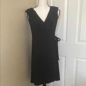 TIANA B Elegant Black Sleeveless wrap Dress with ruffle sz S